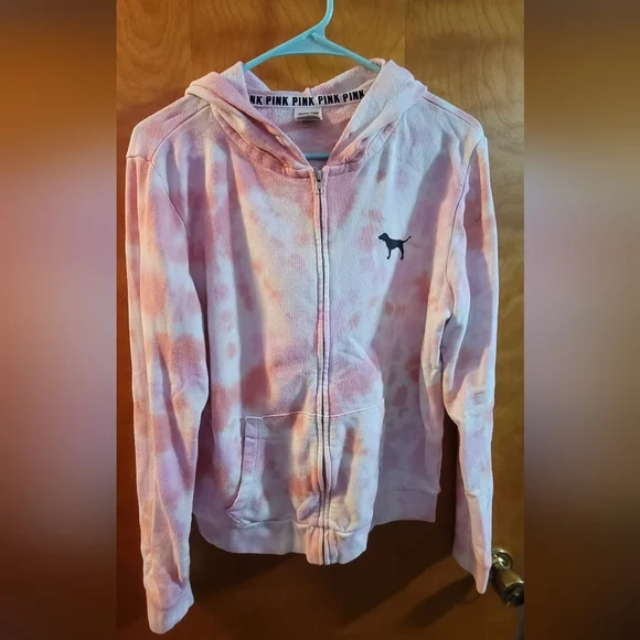 PINK tie dye zip up hoodie - Picture 1 of 2